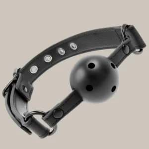 Gag BDSM regolabile e traspirante in pelle vegana